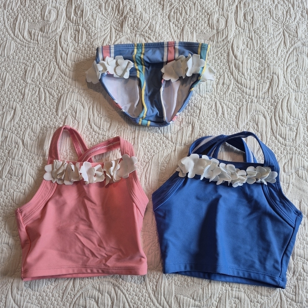 Hanna Andersson girls size 80 or 18-24 months 2 swim tops, 1 swim bottom set 1
